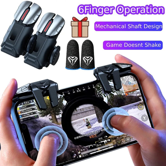 Mobile Phone Game Trigger Gamepad Joystick 6-Finger Aim Shooting L1 R1 Key Button Game Fingertips For PUBG Game Controller