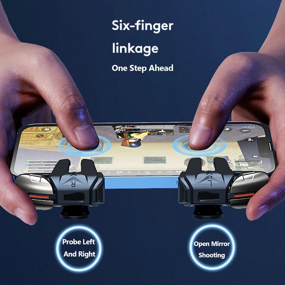 Mobile Phone Game Trigger Gamepad Joystick 6-Finger Aim Shooting L1 R1 Key Button Game Fingertips For PUBG Game Controller