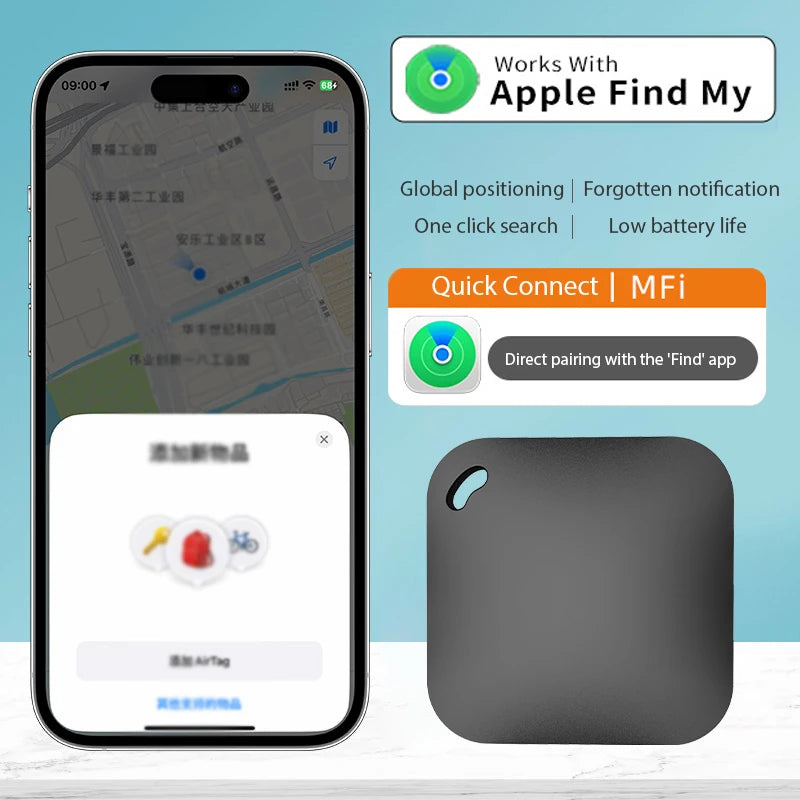 Smart Bluetooth GPS Tracker Work with Apple Find My APP