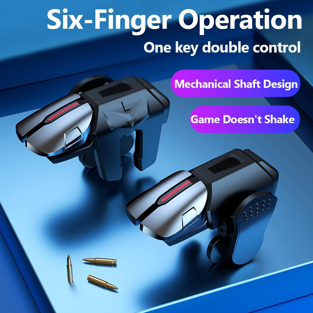 Mobile Phone Game Trigger Gamepad Joystick 6-Finger Aim Shooting L1 R1 Key Button Game Fingertips For PUBG Game Controller